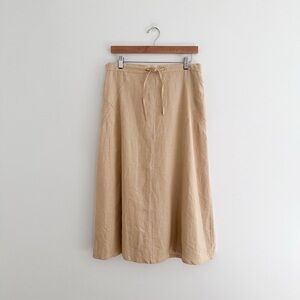 Vintage 100% Linen Midi Skirt | Light Yellow Size 14WP